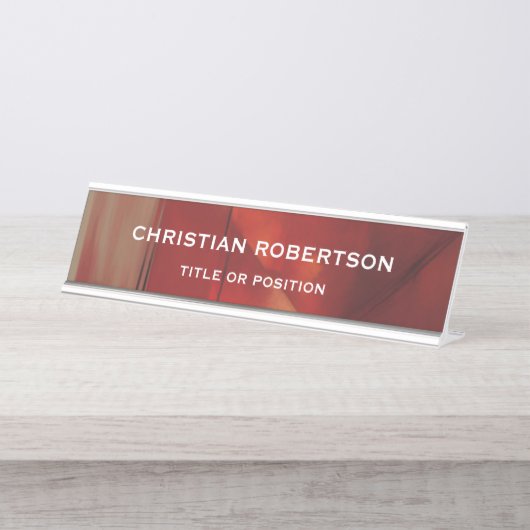 抽象芸術レッドモダンシンプルプレインビジネス デスクネームプレート (正面)