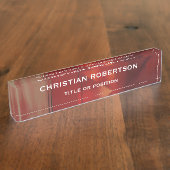 抽象芸術レッドモダンシンプルプレインビジネス デスクネームプレート (側面)