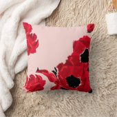 抽象芸術レッドローズアンドポピー クッション (ブランケット)