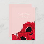 抽象芸術レッドローズアンドポピー サンキューカード (正面/裏面)
