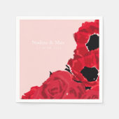抽象芸術レッドローズアンドポピー スタンダードカクテルナプキン (正面)