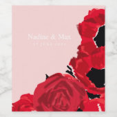 抽象芸術レッドローズアンドポピー ワインラベル (シングルラベル)