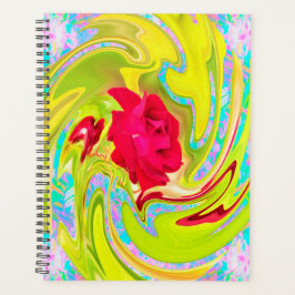 抽象芸術レッドローズオンイエローとアクアスワール プランナー手帳