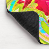 抽象芸術レッドローズオンイエローとアクアスワール マウスパッド (コーナー)