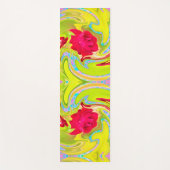 抽象芸術レッドローズオンイエローとアクアスワール ヨガマット (正面)