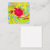 抽象芸術レッドローズオンイエローとアクアスワール 割引カード (正面/裏面)