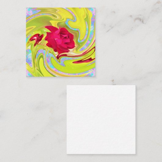 抽象芸術レッドローズオンイエローとアクアスワール 割引カード (正面/裏面)