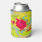 抽象芸術レッドローズオンイエローとアクアスワール 缶クーラー (缶裏面)