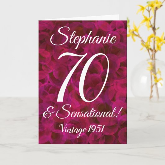 抽象芸術レッドローズ70アンドセンセーショナル誕生日 カード (黄色い花)