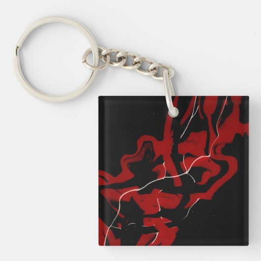 抽象芸術レッド白黒絵を描プルーフルードアートキー キーホルダー (正面)