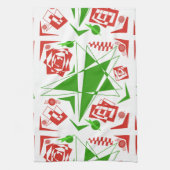 抽象芸術レッド&グリーンのキッチンタオル キッチンタオル (縦)