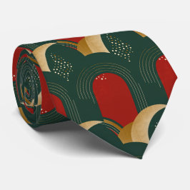 抽象芸術レッド、グリーン、金ゴールド ネクタイ