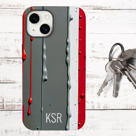 抽象芸術レッド&グレードリップモノグラム Case-Mate iPhone 14ケース