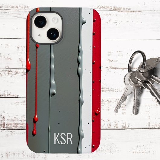 抽象芸術レッド&グレードリップモノグラム Case-Mate iPhoneケース