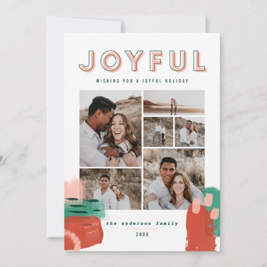 抽象芸術レッド、ピンク、緑の幸せな写真数々のカード サンキューカード (正面)