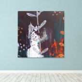 抽象芸術レッド、ブルー、アーストーンとベジタール詳細 キャンバスプリント (インサイチュ (ウッドフロア))