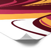 抽象芸術レッド、マルーン、イエローのダイナミックストリーク ポスター (角)