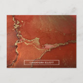 抽象芸術レッド&金ゴールドアルコールインクリキッドアート ポストカード (正面)