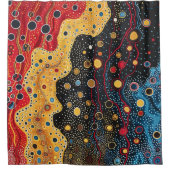 抽象芸術レッド、金ゴールド、ブラックシャワーカーテン シャワーカーテン (正面)