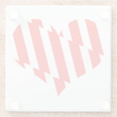 抽象芸術レッドnホワイトストライプハート ガラスコースター (裏面)