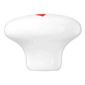 抽象芸術レッドnホワイトストライプハート セラミックノブ (側面)