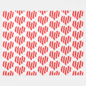 抽象芸術レッドnホワイトストライプハート フリースブランケット (正面(横))