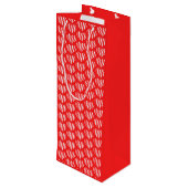 抽象芸術レッドnホワイトストライプハート ワインギフトバッグ (裏面アングル)