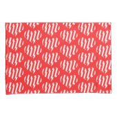 抽象芸術レッドnホワイトストライプハート 枕カバー (正面右)