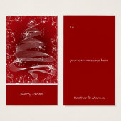 抽象芸術レッドX'masツリー&スワーズミニグリーティングラベル (正面&裏面)