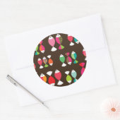 抽象芸術レトロな魚の水中パターン2 ラウンドシール (封筒)