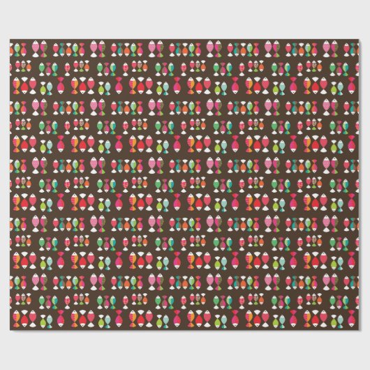 抽象芸術レトロな魚の水中パターン2 ラッピングペーパー (フラット)