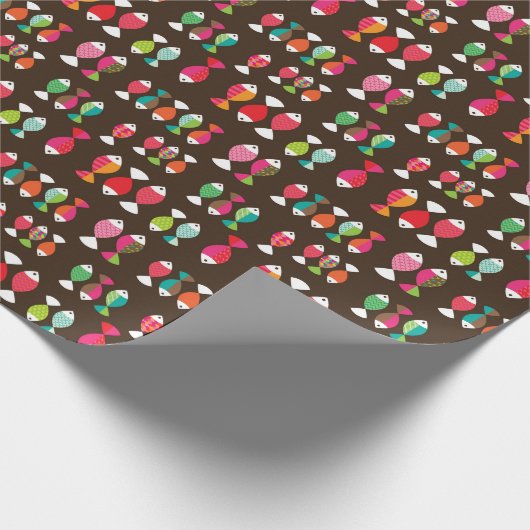 抽象芸術レトロな魚の水中パターン2 ラッピングペーパー (角)