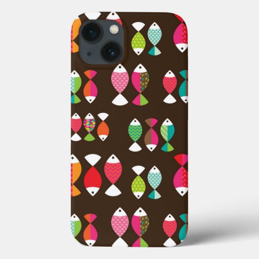 抽象芸術レトロな魚の水中パターン2 Case-Mate iPhoneケース (裏面)