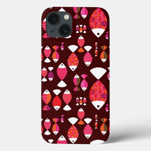 抽象芸術レトロな魚の水中パターン Case-Mate iPhoneケース (裏面)