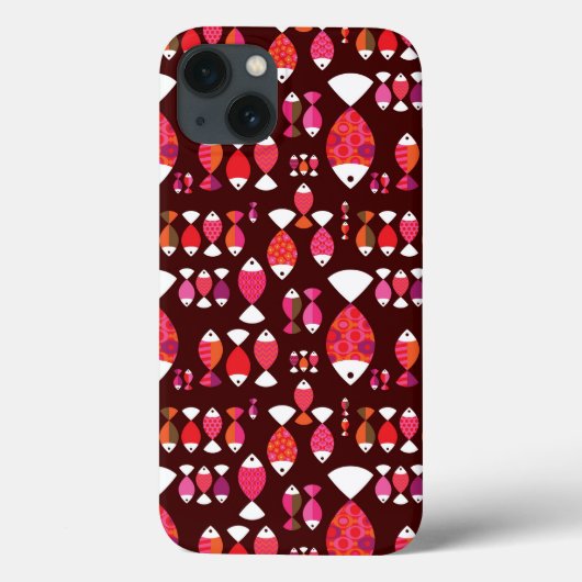 抽象芸術レトロな魚の水中パターン Case-Mate iPhoneケース (裏面)