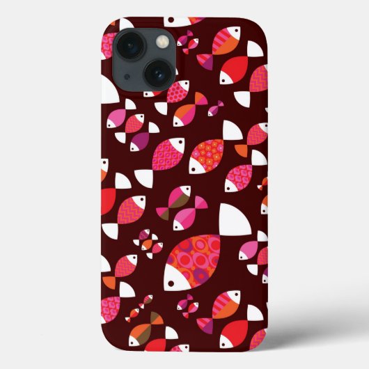 抽象芸術レトロな魚の水中パターン Case-Mate iPhoneケース (裏面)