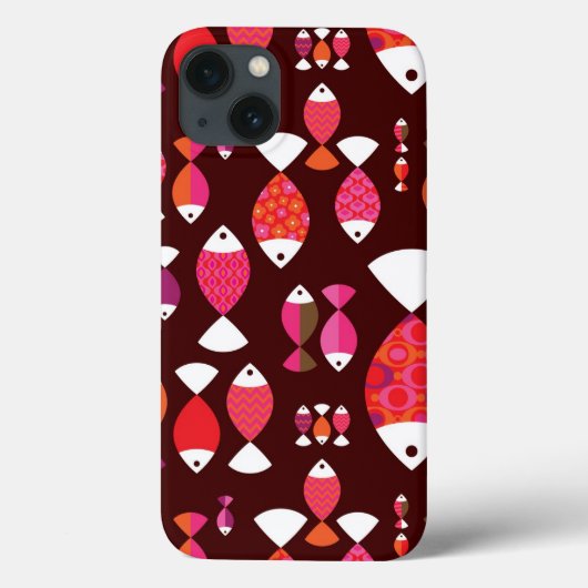 抽象芸術レトロな魚の水中パターン Case-Mate iPhoneケース (裏面)