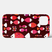 抽象芸術レトロな魚の水中パターン Case-Mate iPhoneケース (裏面 (横))