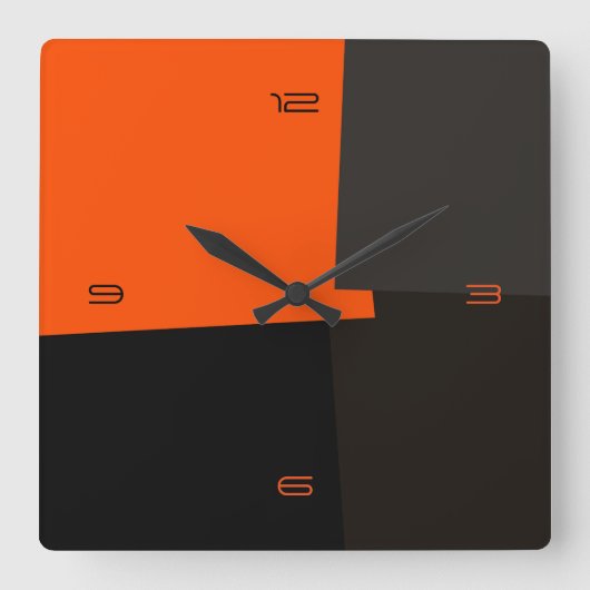 抽象芸術レトロの色のジオメトリパターン#3 スクエア壁時計 (正面)