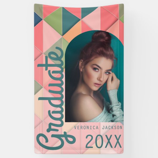 抽象芸術レトロアーチ写真卒業バナー 横断幕 (縦)
