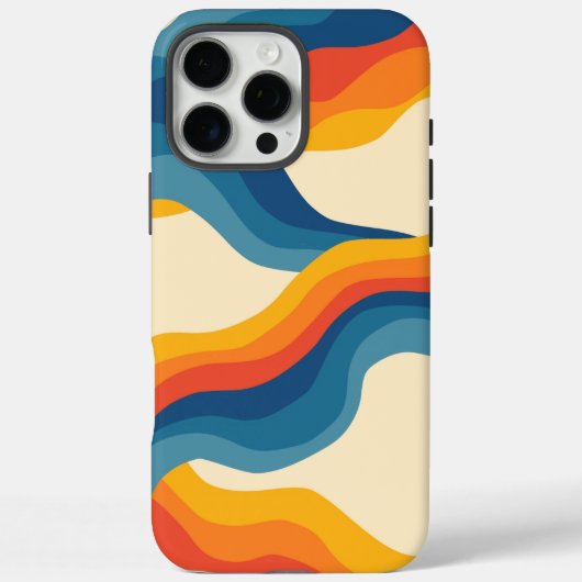 抽象芸術レトロオレンジブルーウェーストライプブはっきりしたモダンー Case-Mate iPhoneケース (裏面)