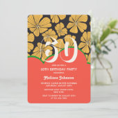 抽象芸術レトロカモミールフローライエロー誕生日 招待状 (スタンド正面)