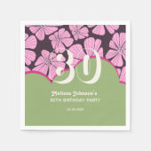 抽象芸術レトロカモミールフローラグリーン誕生日 スタンダードカクテルナプキン (正面)