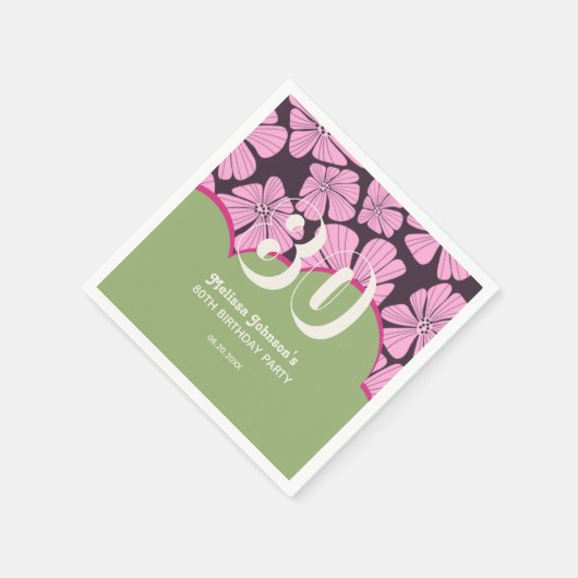 抽象芸術レトロカモミールフローラグリーン誕生日 スタンダードカクテルナプキン (角)