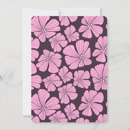 抽象芸術レトロカモミールフローラグリーン誕生日 招待状 (裏面)