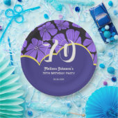 抽象芸術レトロカモミールフローラパープル誕生日 ペーパープレート (パーティー)