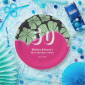 抽象芸術レトロカモミールフローラピンク誕生日 ペーパープレート (パーティー)