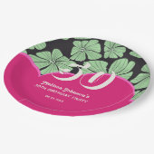 抽象芸術レトロカモミールフローラピンク誕生日 ペーパープレート (アングル)