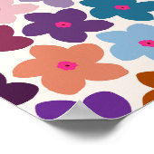 抽象芸術レトロカラフル花 ポスター (角)