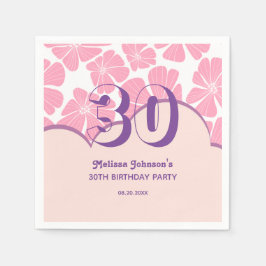 抽象芸術レトロカーネーションピンクカモミール誕生日 スタンダードカクテルナプキン